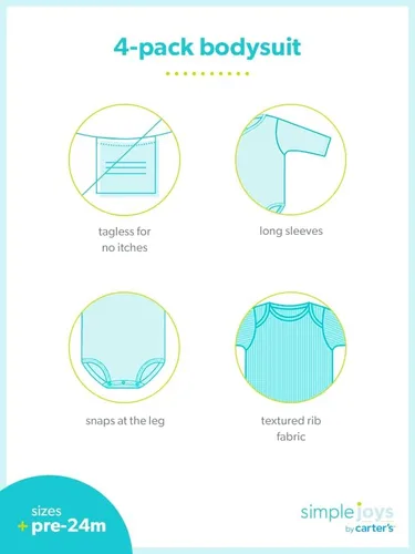 Miniatura 6 de Simple Joys by Carter's Baby 4-Pack Side Snap Bodysuit