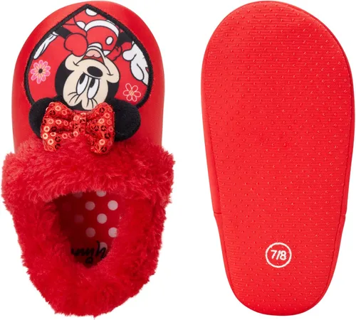Miniatura 5 de Disney Girls' Minnie Mouse Slippers - Plush Fuzzy Slippers, Non-Skid Sole (ToddlerLittle GirlBig Girl)
