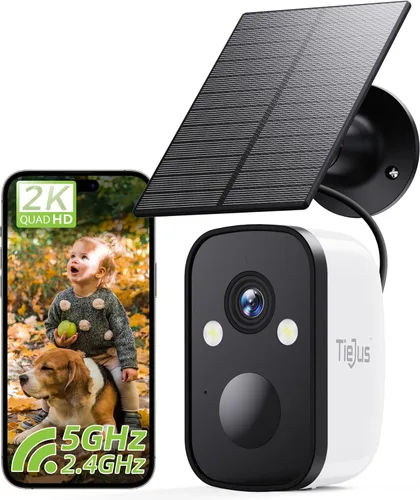 Cámaras de seguridad 2K inalámbricas para exteriores, WiFi 2.4G/5G, cámara solar inalámbrica para exteriores, visión nocturna a color, alimentada 1