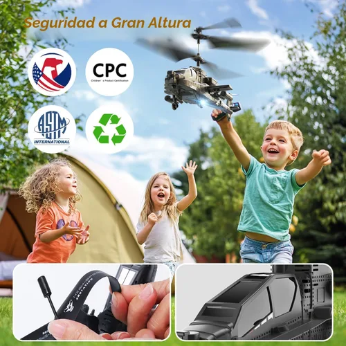 Miniatura 6 de DEERC - Helicóptero RC, avión RC para niños y adultos, helicóptero de control remoto de 2.4GHz, tiempo de vuelo de 26 minutos, luces LED y retención