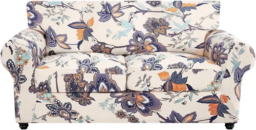 Miniatura 58 de SearchI Funda elástica para sofá con estampado, Fundas para sofá con diseño floral, 2 piezas de funda elástica para sillón con funda de cojín