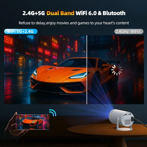 Miniatura 11 de Proyector con WiFi y Bluetooth, Mini Proyector, Soporte 4K 1080P Proyectores de Películas Inalámbricos Portátiles 220° Giratorio Pantalla de 130