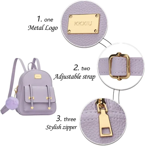 Miniatura 3 de KKXIU Mochila pequeña para mujer, bolso convertible de cuero para mujer