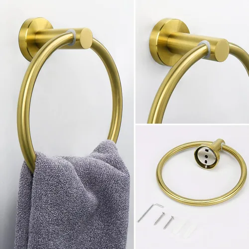 Miniatura 2 de NearMoon 2 piezas de accesorios de baño, anillo de toalla y soporte de papel higiénico, colgador de toallas de baño de acero inoxidable y soporte