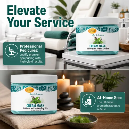 Miniatura 6 de SPA REDI - Mascarilla de crema corporal y pies, menta y eucalipto, 16 onzas - Masaje de pedicura para pies y cuerpo cansados, hidratante, piel fresca