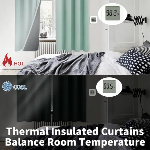 Miniatura 4 de BGment - Cortinas con aislamiento térmico para habitación, 100 % opacas, con forro negro, cortina de doble capa con ojales, reduce el ruido