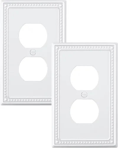 Miniatura 77 de Paquete de 4 placas de cubierta para interruptor de luz de palanca individual, cubiertas decorativas de perlas, placa de pared de metal almendra