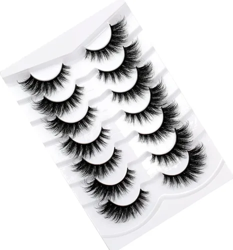 Miniatura 322 de Pooplunch - Pestañas postizas finas de visón sintético, estilo ojo de gato, naturales, cruzadas, tipo racimo, efecto 8D de volumen, tiras