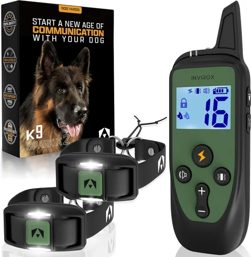 Miniatura 12 de INVIROX Collar de entrenamiento para perros grandes X2 [Edición 2026] 123 niveles de collares E para perros con rango de 1100 yardas, 100%
