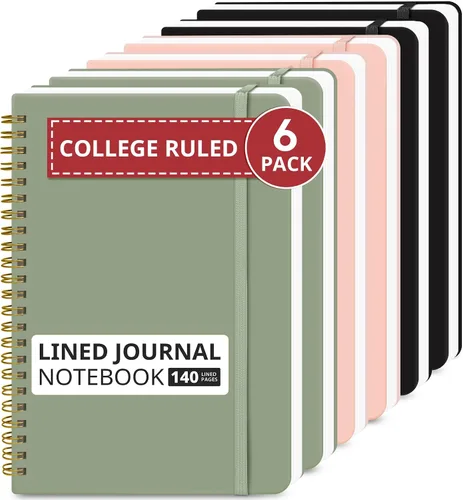 Miniatura 20 de Cuaderno rayado en espiral para mujeres y hombres, 140 páginas, cuaderno de tapa dura con rayas universitarias para trabajo y toma de notas, diarios