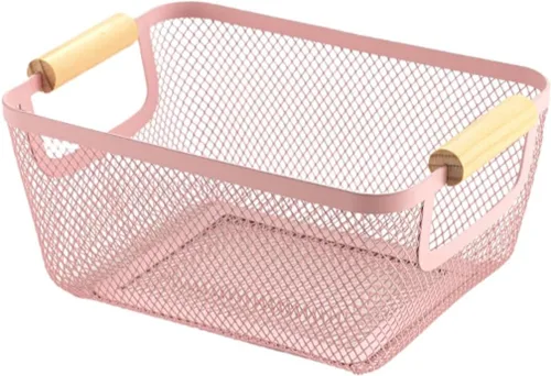 Miniatura 21 de AJIODA Cesta de acero de malla metálica, cesta organizadora de almacenamiento de alambre pequeña, cesta de cocina colgante multifunción con mango