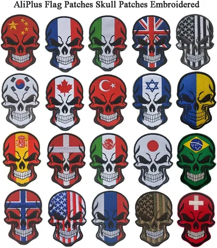 Miniatura 4 de 2 parches de bandera de AliPlus de España, parches de calavera bordados, tácticos, militares, moral, parche con gancho y bucle