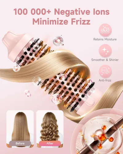 Miniatura 9 de Cepillo térmico redondo térmico de 1.5 pulgadas para cabello largo y seco, alisador con 3 ajustes de temperatura, cepillos de soplado para rizar