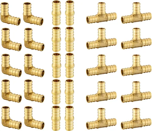 Miniatura 3 de EFIELD Tubo Pex-b de 1/2 pulgada, 2 x 100 pies (200 pies), 30 piezas de accesorios de latón Pex de 1/2 pulgada, 100 abrazaderas de cincha de 1/2