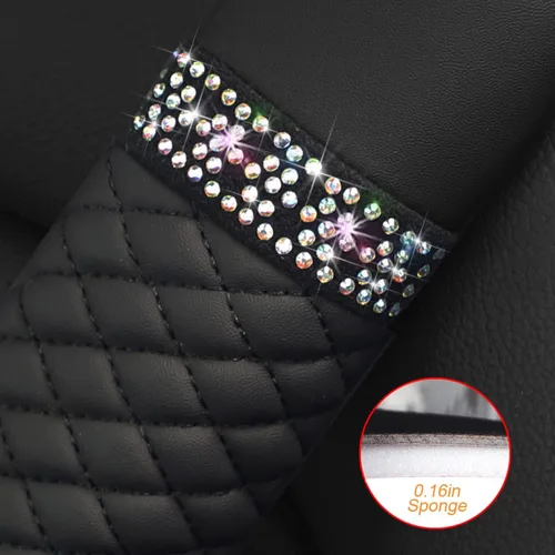 Miniatura 4 de zipelo 2 fundas para cinturón de seguridad de automóvil, almohadillas de cuero transpirable que protegen tu cuello, correas de arnés para una Negro