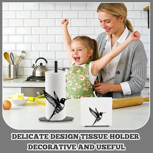 Miniatura 6 de Bird Paper Towel Holder, Bird Countertop Kitchen Decor Indoor with Round Base, Birds Lover Gifts, Iron Birds Napkin Holder Stand Accessories for