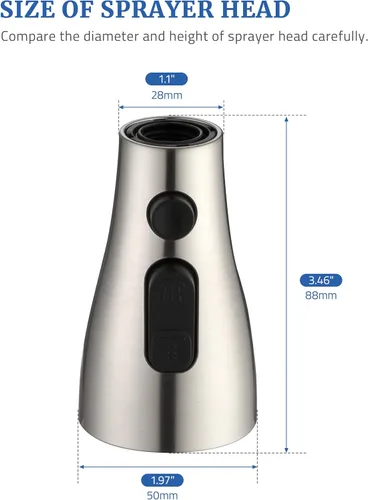 Miniatura 6 de Repuesto de cabezal de grifo de cocina con 15 adaptadores, 3 funciones, cabezal rociador extraíble para grifo de cocina, boquilla de cabezal Níquel