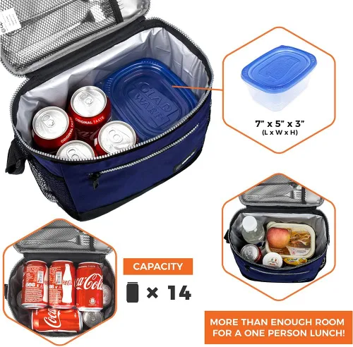 Miniatura 4 de OPUX - Fiambrera de alta calidad, aislada para hombres y mujeres adultas, resistente al almuerzo escolar para niños, niñas, niños Bolsa de Azul