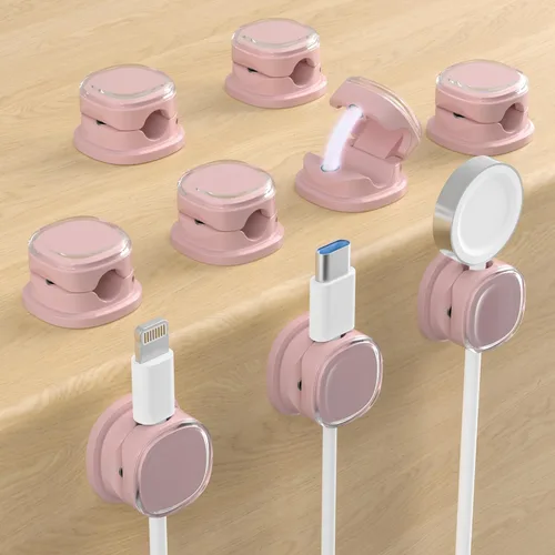 Miniatura 16 de Clips de cable magnéticos, soporte de cable ajustable, organizador adhesivo de alambre para hogar, oficina, escritorio, teléfono, PC, automóvil