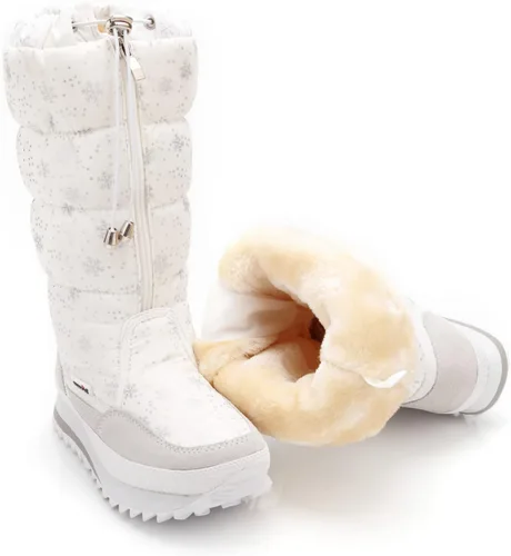 Miniatura 3 de DADAWEN - Botas de nieve para mujer, impermeables, con forro de piel