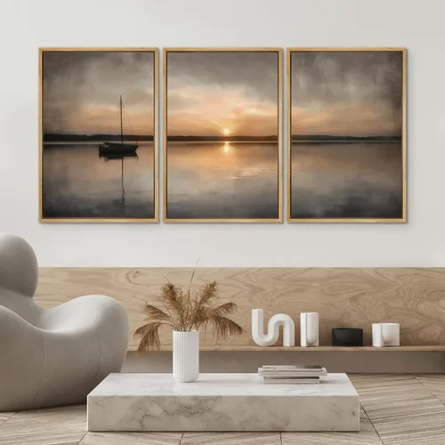 Miniatura 386 de SIGNWIN Lienzo enmarcado para pared, arte con pinceladas de flujo neutro en tonos beige abstractos, ilustraciones, arte moderno, decorativo