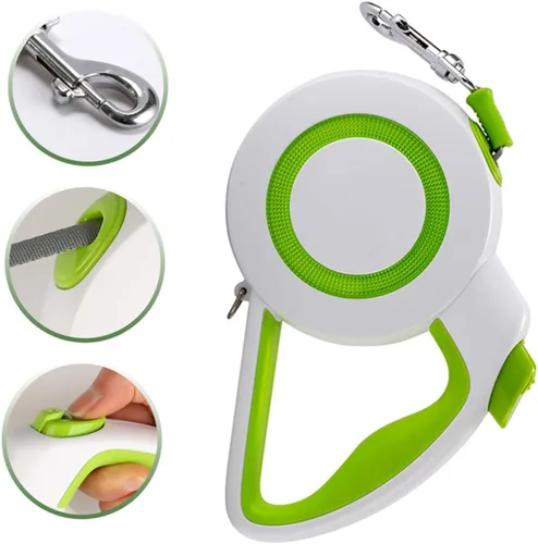 Miniatura 8 de Luxshiny Correa retráctil automática para perros, cuerda duradera para caminar al aire libre para perros y gatos, portátil, con una sola mano