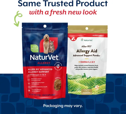 Miniatura 2 de NaturVet Aller-911 Advanced Allergy Aid Fórmula en polvo más antioxidantes para perros y gatos, polvo de 9 onzas, fabricado en los Estados Unidos