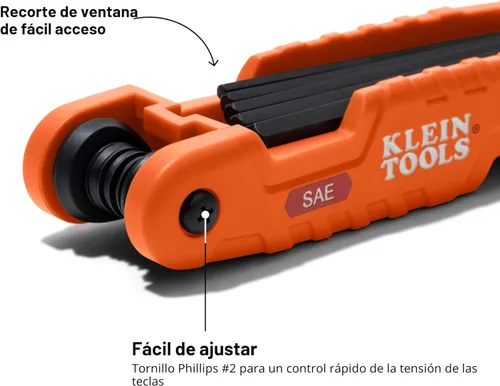 Miniatura 5 de Klein Tools - 70550 Juego de llaves hexagonales, 11 tamaños SAE, herramienta de llaves hexagonales, plegable, muy resistente con llaves hexagonales