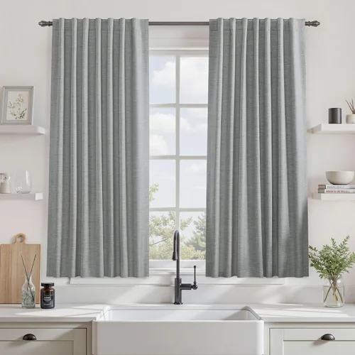 Miniatura 73 de UHITECH Cortinas opacas de 35 pulgadas de largo para sala de estar, 2 paneles, cortina opaca corta para cocina para ventanas pequeñas, cortinas