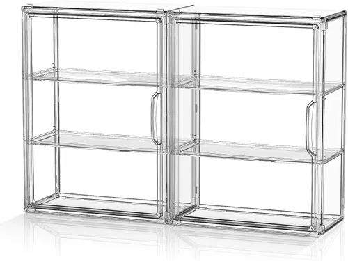 Miniatura 10 de Vitrina de acrílico transparente de 4 niveles para figuras coleccionables montada en la pared, vitrina de exhibición de figuras de hobby