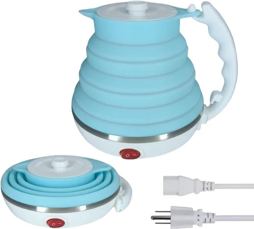 Miniatura 14 de Hervidor eléctrico de viaje, hervidor de té portátil pequeño, hervidor eléctrico plegable de silicona de grado alimenticio, apagado automático