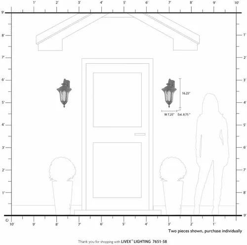 Miniatura 2 de Livex Lighting 7651-58 Oxford 1 luz Imperial bronce fundido linterna de pared de aluminio con vidrio de agua ámbar claro
