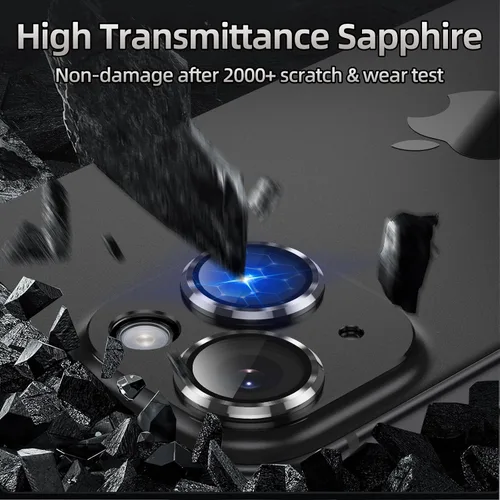 Miniatura 3 de Korecase Protector de lente de cámara para iPhone 15/iPhone 15 Plus, protección contra caídas, resistente a los arañazos, cubierta de cámara de Negro
