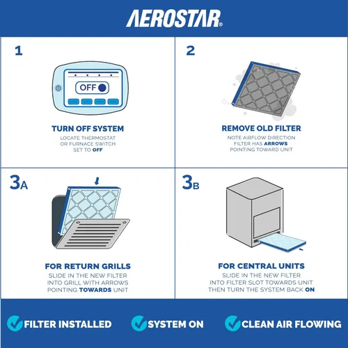 Miniatura 2 de Aerostar MERV 13-4 filtros plisados para HVAC, hornos y aire acondicionado, elimina bacterias, polvo, gérmenes del resfriado y la gripe, pelusas