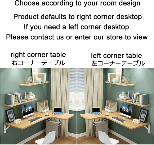 Miniatura 4 de LIGUOYI Escritorio flotante para pared de 28, 35, 39 pulgadas, mesa de pared estable y resistente en forma de L, escritorio de computadora