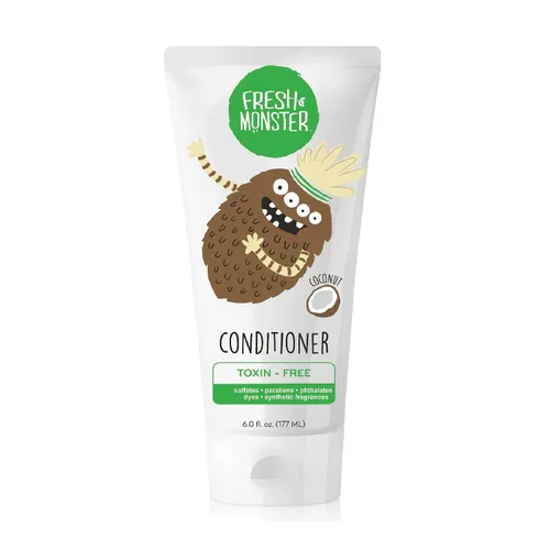 Fresh Monster Acondicionador de cabello para niños, sin toxinas, hipoalergénico y natural, acondicionador para el cabello para niños, coco (6 onzas)