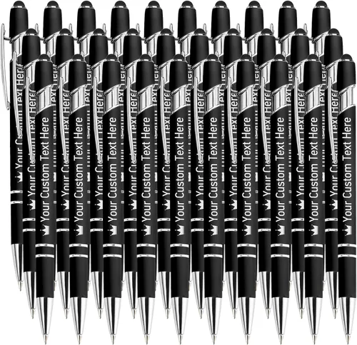 Miniatura 70 de STREADVE Bolígrafos personalizados personalizados con nombre grabado, logotipo, texto, bolígrafos de escritura suave, regalo personalizado para Negro