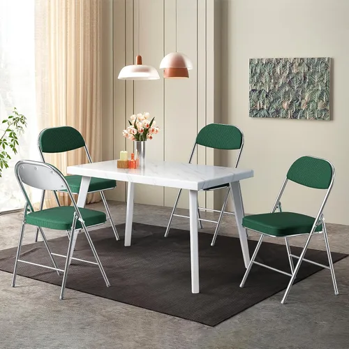 Miniatura 2 de VINGLI Paquete de 4 sillas plegables con asiento y respaldo acolchados, marco de metal, tela de pana duradera, capacidad de 350 libras, juego de 4