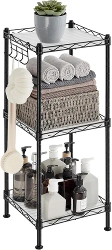 Miniatura 20 de SONGMICS Unidad de almacenamiento de 7 niveles, estantería de alambre, estante de metal de cocina con estantes ajustables, revestimientos de Negro
