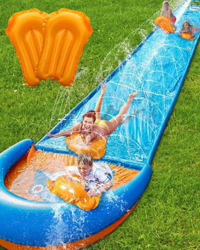 Spring Water Tobogán acuático y deslizador de agua de 32 pies para niños y adultos, juguetes acuáticos de verano al aire libre con rociador, 2