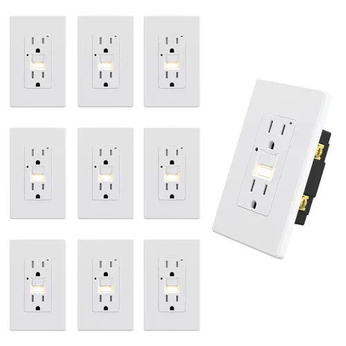 Miniatura 11 de AIDA Toma de corriente GFCI de 20 amperios, toma eléctrica de luz nocturna de autocomprobación, receptáculo resistente a manipulaciones con Blanco