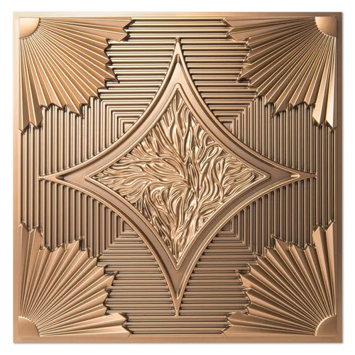 Art3d Azulejos de techo colgantes de 24 x 24 pulgadas en bronce (paquete de 12, 48 pies cuadrados), paneles de revestimiento 3D adhesivos de 2 x 2
