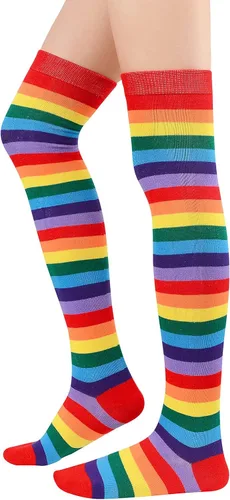 Miniatura 2 de Calcetines de arco iris para mujer calcetines altos hasta la rodilla medias altas hasta el muslo calcetines casuales de tubo para disfraz