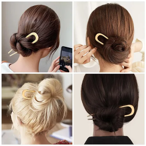 Miniatura 6 de Paquete de 2 horquillas francesas para el cabello, alfileres de metal, horquillas en forma de U para moños, moños, peinados de boda y nudos