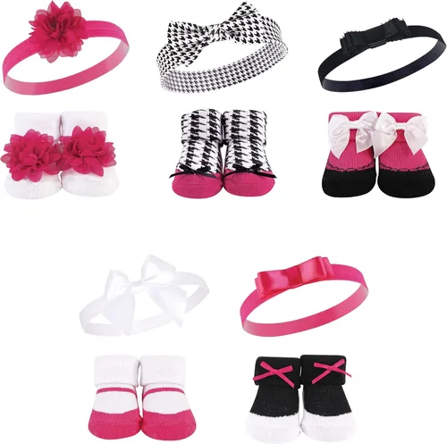 Miniatura 55 de Hudson Baby Conjunto de regalo de diadema y calcetines para niña Flor azul marino rosa