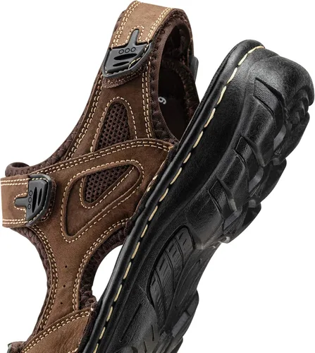 Miniatura 4 de Jousen Men's Sandals Leather Open Toe Beach Sandal Outdoor Summer Sport Sandals