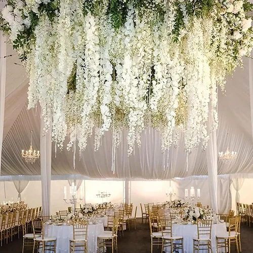 Miniatura 4 de Paquete de 12 guirnaldas de flores colgantes de glicina blanca, enredaderas de flores artificiales de 3.77 pies, glicinia falsa, guirnalda colgante