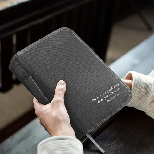 Miniatura 26 de DEHITE Funda para la Biblia para mujer, bolsas de transporte de la Biblia, tamaños medianos y grandes, ranuras para bolígrafos, tela de primera