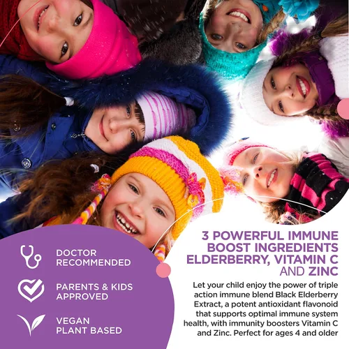Miniatura 5 de RUWAA NUTRITION Vitaminas, gomitas de saúco, suplementos de zinc y vitamina C: vitaminas de apoyo inmunológico, hueso, cerebro, pulmón, piel