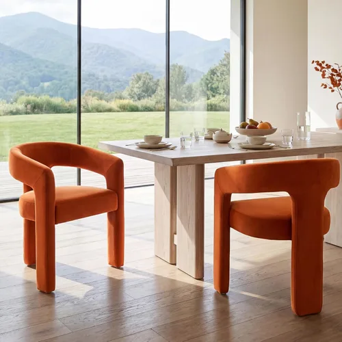 Miniatura 7 de Modern Barrel - Silla de comedor tapizada con brazos, cómoda silla auxiliar de terciopelo para sala de estar, oficina en casa, recepción